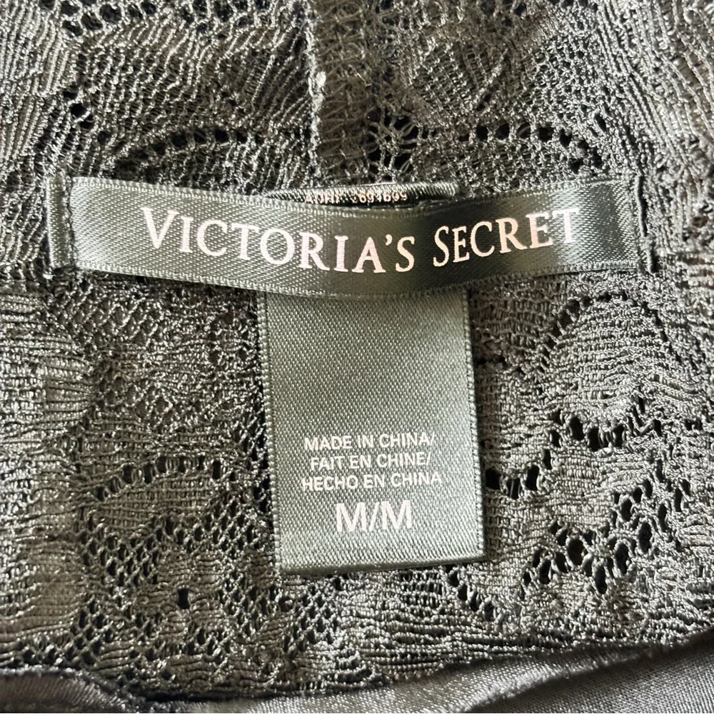 Vicoria's Secret Black Satin Lace Slip Dress Babydoll Lingerie Nightgown Size M - Picture 7 of 11